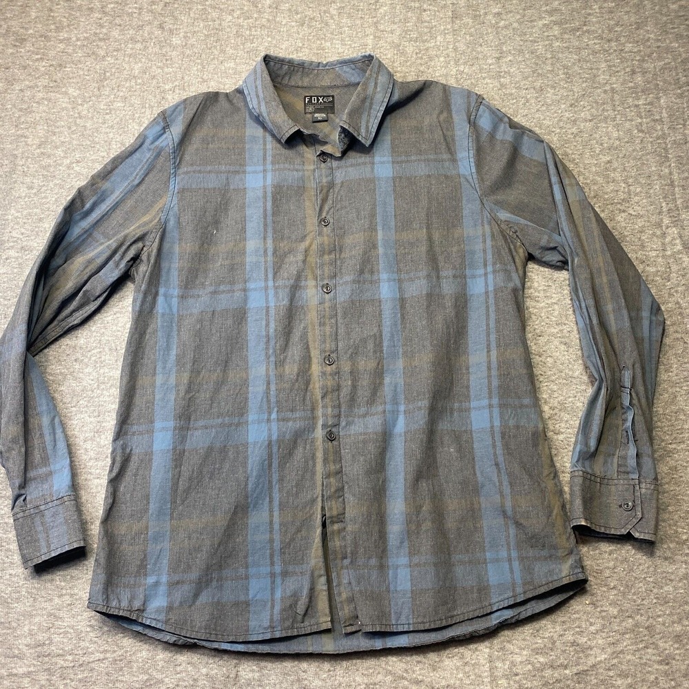 Fox‎ Racing Shirt Mens XL Extra Large Black Plaid Flannel Outdoor Casual Work